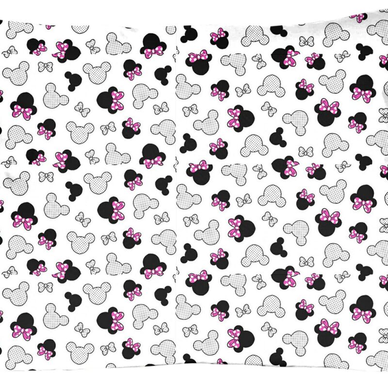 Poszewka bawełniana 70x80 130K myszka biała czarna różowe kokardki Kids 24
